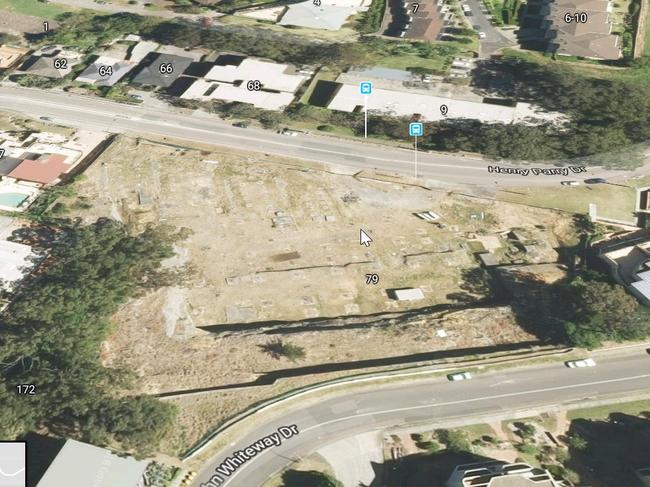 Aerial view of 86 John Whiteway Drive, aka Gosford's biggest and longest-running hole in the ground