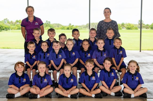 St Brendan's Catholic Primary School 2022 Prep class. (L-R) Back row: Ellis Ritchie, Kaysen Archer, Cameron Menzies, Alexander Effrett, Hugh Lange, William MacDonald; middle row: Jackson Duplock, Macy Van Winden, Rory Taylor, Scarlett Neale, Nevaeh McMillan, Raffi Phillips, Brayden Henman; front row: Chloe Sizmur, Ayla Brown, Milla Niewand, Theo Moore, Blake Mepstead, Isabella Hughes. Teacher Aide: Mrs Andrews-Reid. Teacher: Miss Heron. Picture: Michaela Harlow MKY2022PREP
