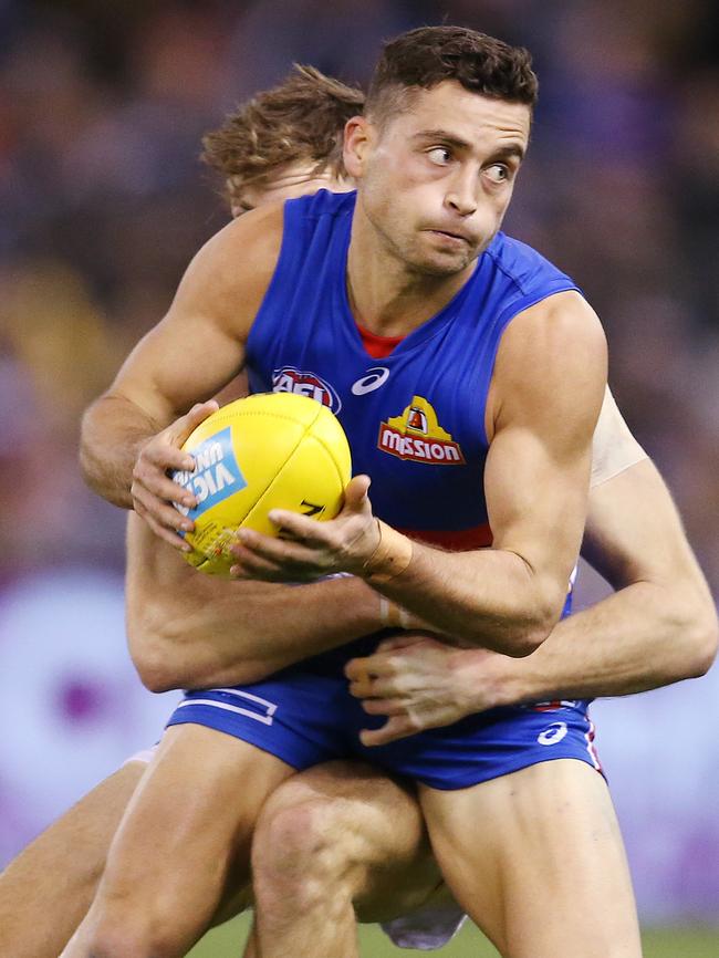 Luke Dahlhaus in action against Geelong this year. Pic: Michael Klein