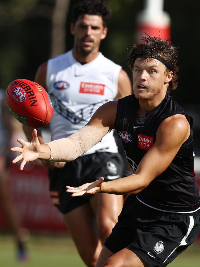 Ginnivan in action during the Collingwood intra club practice match. Pic: Michael Klein