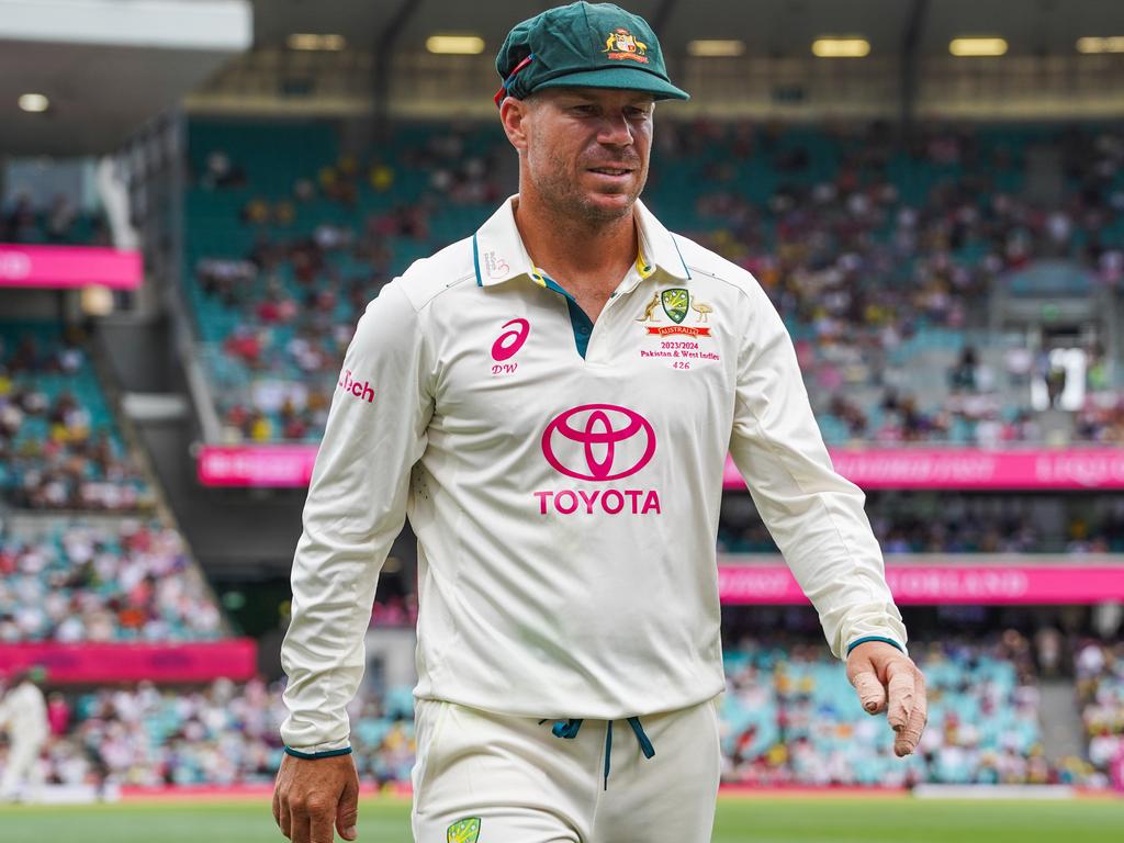 David Warner has donned a replacement baggy green for his final Test. Picture: Tom Parrish