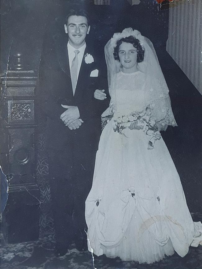 Lino Vella and Barbara Platel on their wedding day in 1957.