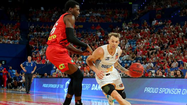 Nathan Sobey (R) is one of the NBL’s excitement machines. Picture: Getty