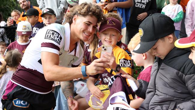 Reece Walsh is the most popular player in the NRL, with fans swamping him for selfies and autographs after every game. Picture: Liam Kidston