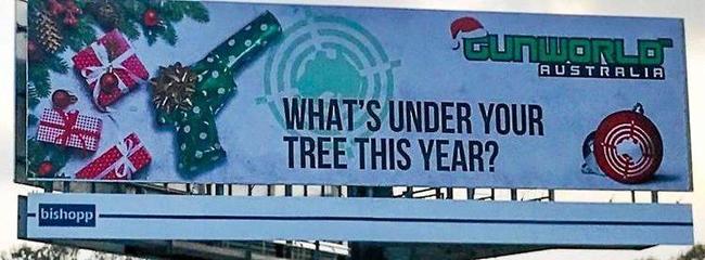 Other controversial signs advertising Gun World Australia. Picture: Contributed