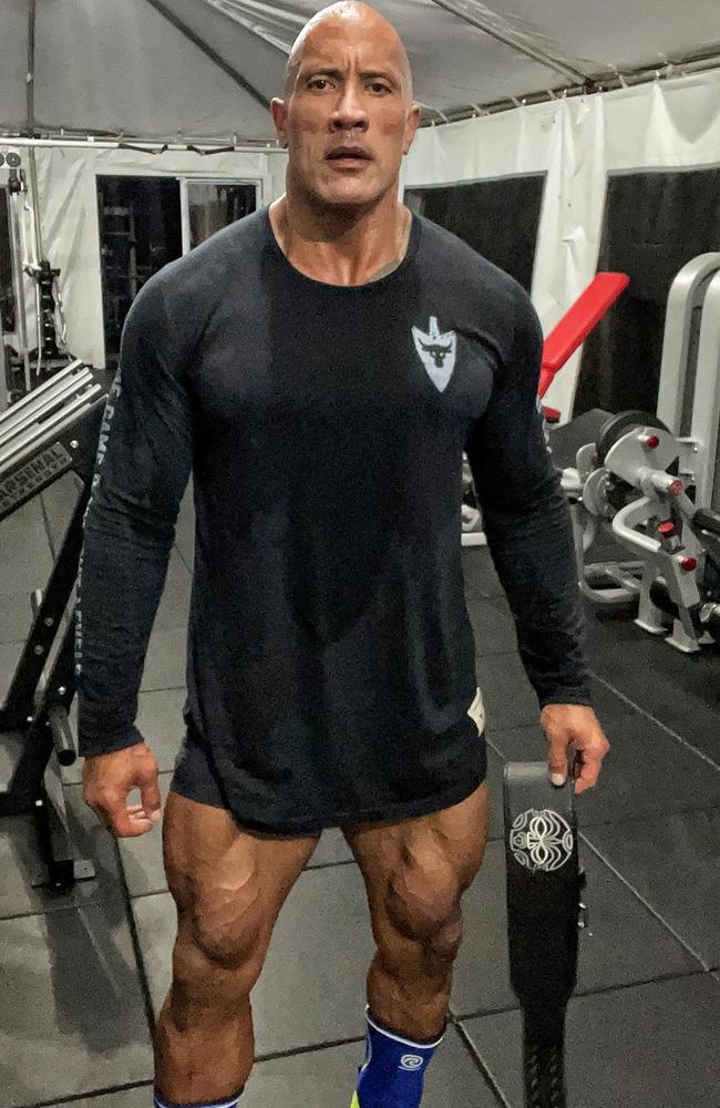 The Rock Dwayne Johnson Instagram Photo Of Legs Workout For Black Adam DC Comics Film Movie