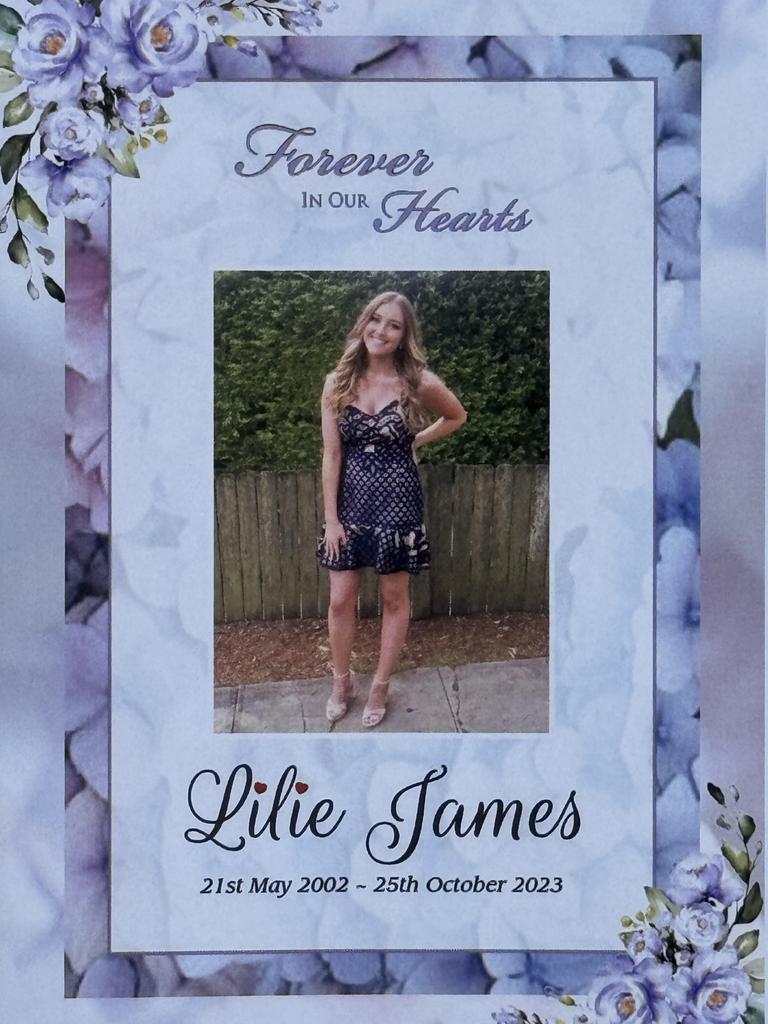 The funeral booklet for Lilie James. Picture: Supplied