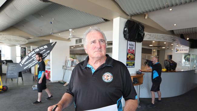 Surfers Paradise Surf Life Saving Club general manager Ross Mercer with the plans looking over the work area. Picture Glenn Hampson