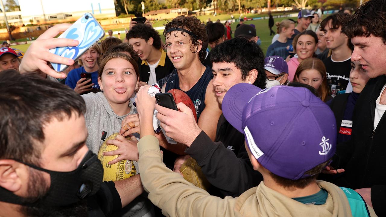 Nat Fyfe after the WAFL match between the Subiaco Lions and Peel Thunder at Leederville Oval. Picture: Paul Kane