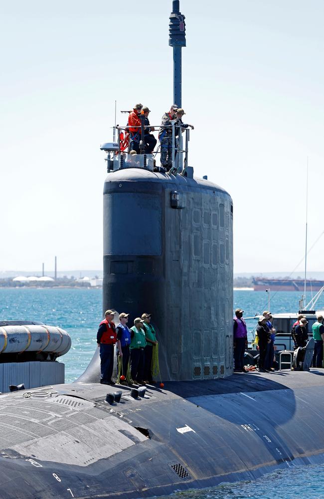 United States Navy Virginia Class submarine USS Mississippi at Fleet Base West, Rockingham, Western Australia for a routine port visit. More visits are planned in the coming years as part of the AUKUS deal.