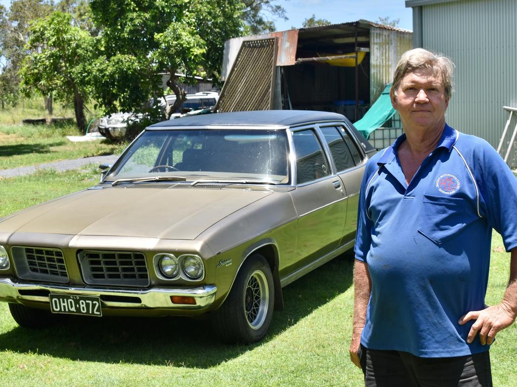 Kevin Smith (of Mackay Restoration Club) and his restored car, January 19, 2022. Picture: Matthew Forrest