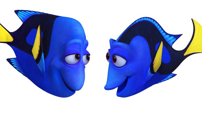 Characters from Pixar Animation film FINDING DORY - (L-R): CHARLIE (voice of Eugene Levy) and JENNY (voice of Diane Keaton) would do anything for their only child, Dory. ©2016 Disney Pixar. All Rights Reserved.