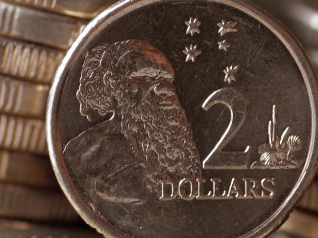 Focus on an Australian two dollar coin