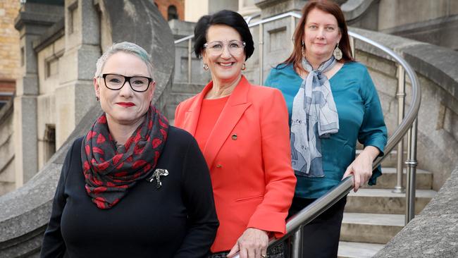 Attorney-General Vickie Chapman will champion the push to legalise sex work in South Australia in the Lower House. Pictured with Greens MP Tammy Franks, (the Upper House mover of the legislation), and manager of sex industry group SIN, Sharon Jennings.