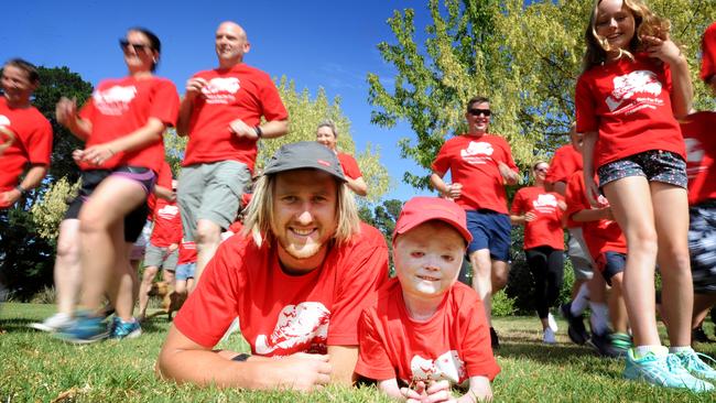 Essendon captain Dyson Heppell is joining Warranwood’s Harrison Pennicott and more than 200 of his friends and family in this Sunday’s Run For The Kids. Picture: Andrew Henshaw