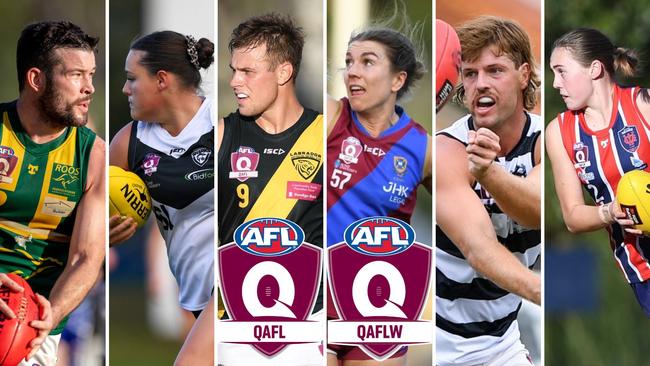 Standout QAFL and QAFLW performers. Pictures: Highflyer Images and TJ Yelds Sports Photography.