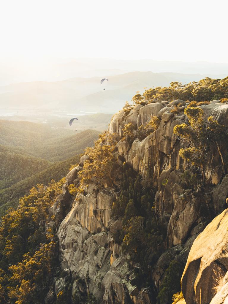 Mt Buffalo National Park › Near the town of Bright, Mt Buffalo National Park is a year-round adventure playground. The ski chalet at the top, built by the state government in 1910, was Australia’s first ski resort. There are 90km of hiking trails across its rocky outcrops plus climbing and hang-gliding. Picture: Ain Raadrik