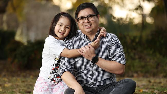 7-year-old Vivian Vo helped her father Tien Vo when he suffered a stroke in April. Picture: Tara Croser.