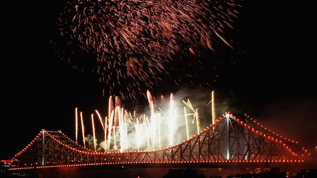 The first of the new annual Riverfire fireworks shows on the Brisbane River in October 1999. Picture: Derek Moore