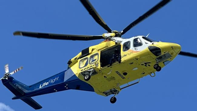 A man winched by helicopter after falling 20m off cliff at Noosa. Photo: LifeFlight.