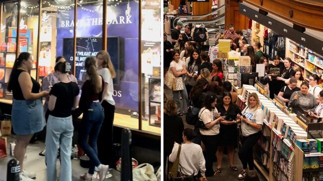 Dedicated bookworms braved the outdoors and camped out overnight in order to get their hands on the latest installment in a popular fantasy series.Dozens of fans took to the streets to line up for the highly anticipated installment to Rebecca Yarros’ Fourth Wing and Iron Flame on Monday night.Video footage captured the moment fans, armed with blankets to rest on, set up camp outside Dymocks on George St in Sydney to purchase Yarros’ latest book, Onyx Storm. Picture: Instagram/@dymocksbooks