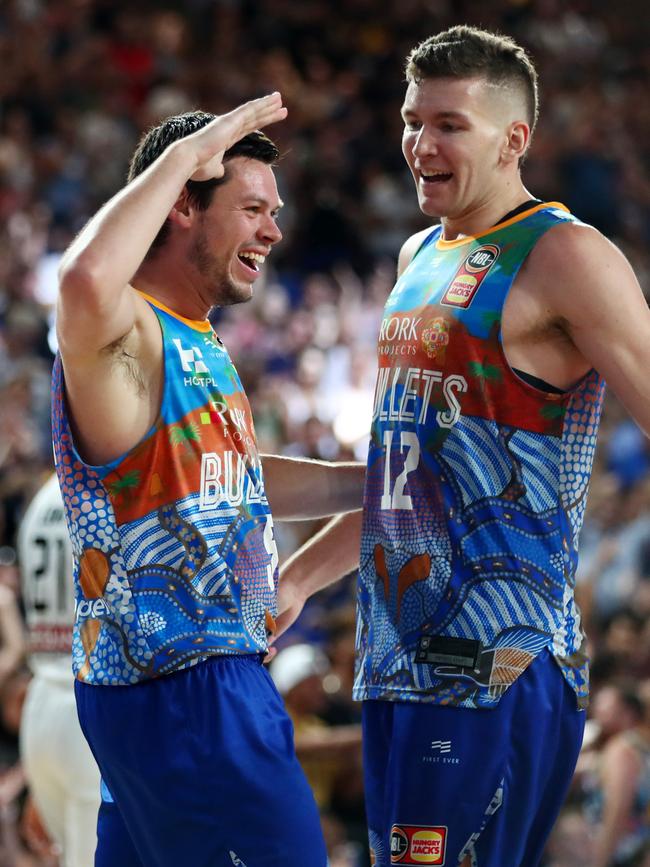 Will Magnay celebrates a win with teammate Jason Cadee. Picture: Chris Hyde/Getty Images.