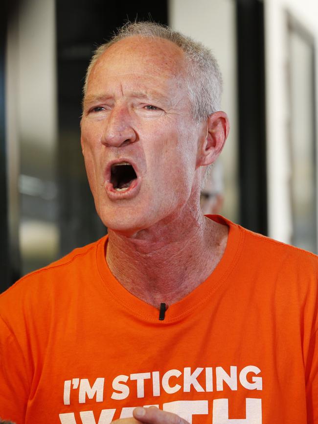 One Nation State Leader Steve Dickson apologised if he “offended anyone”, but stuck by his Safe Schools claims while still offering no evidence. Picture: Lachie Millard