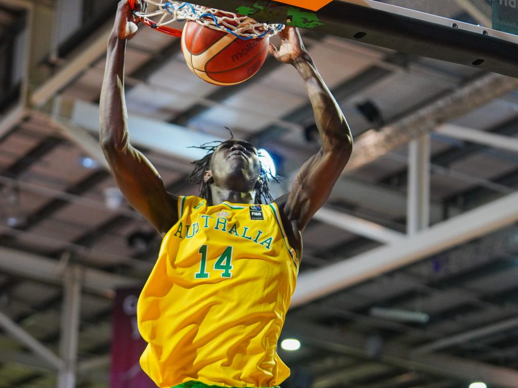 David Okwera in action for the Boomers during last year’s FIBA Asia Cup Qualifiers. Picture: FIBA