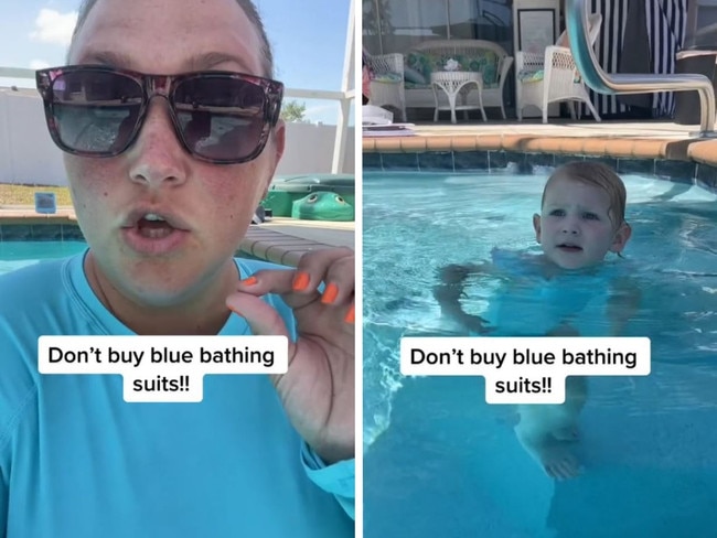 The mother and swimming instructor warned against blue swimsuits for an alarming reason.