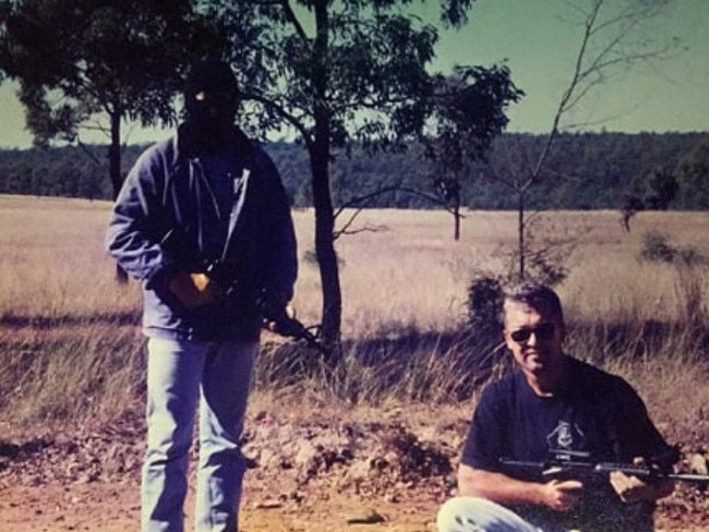 Andrew MacFarlane and an undercover colleague (in balaclava) worked nine years as an undercover operative. They are pictured working on a ‘reverse-sting’ operation the 1990s.