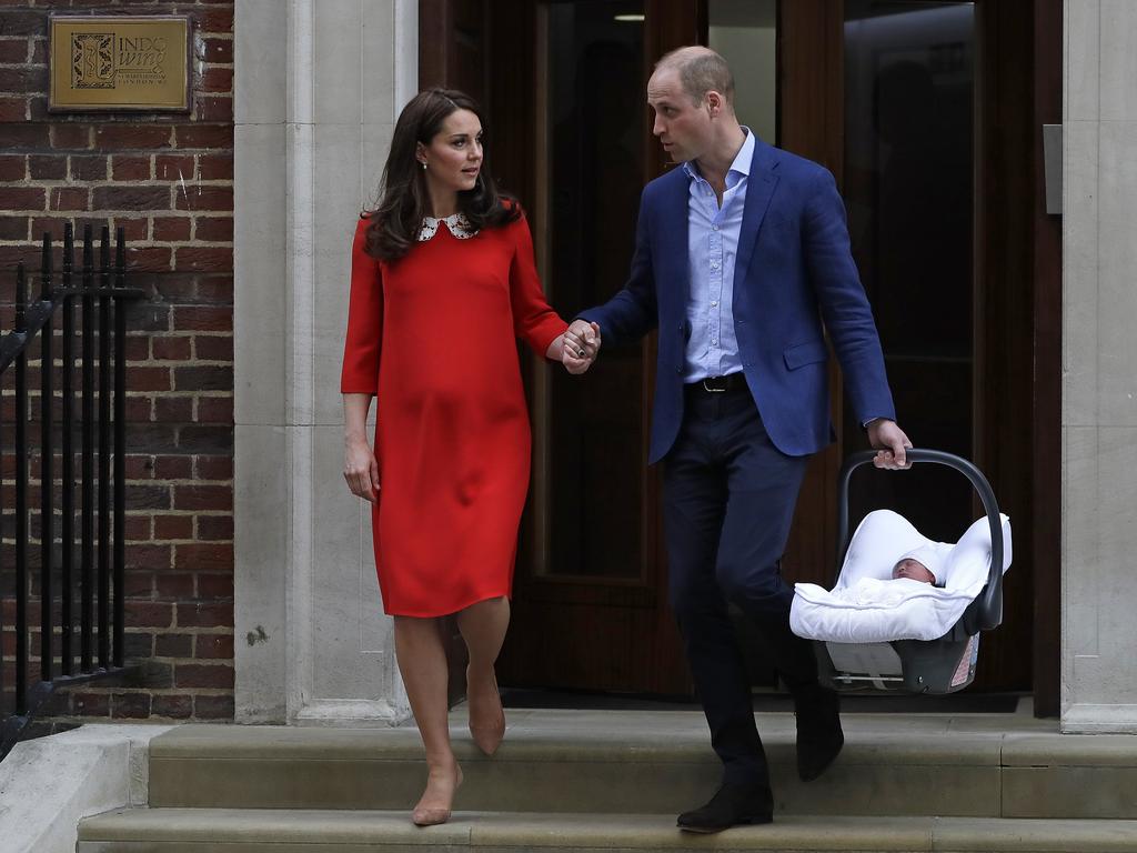 Wills and Kate posed for the press after all three of their kids. Picture: AP Photo/Kirsty Wigglesworth, File