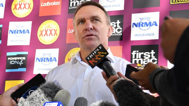 Brisbane Broncos CEO Paul White addresses the media. Picture: AAP