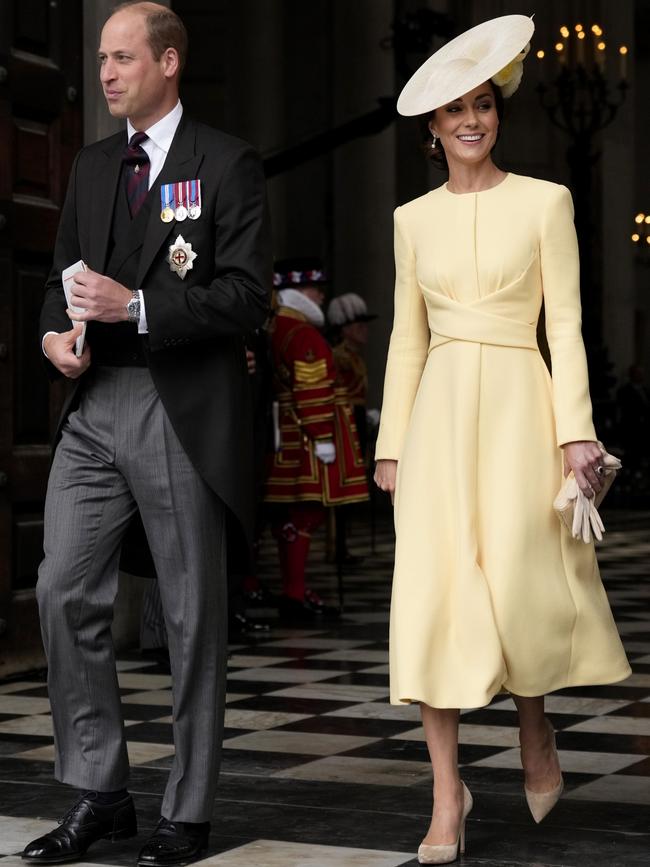 Prince William and Kate the Duchess of Cambridge leave the service. Picture: Matt Dunham/Getty Images