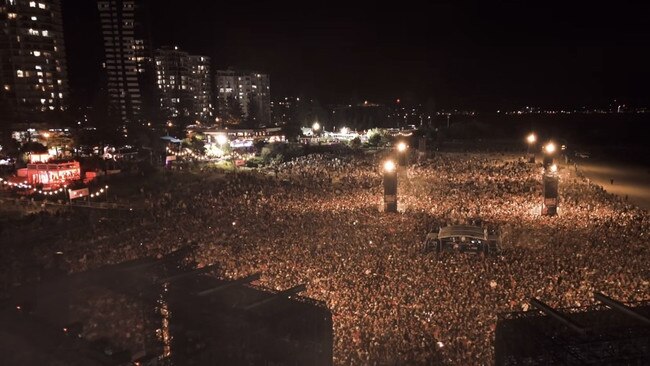 Drone footage of DJ Fisher's festival, Out 2 Lunch at Coolangatta. Photo: Instagram