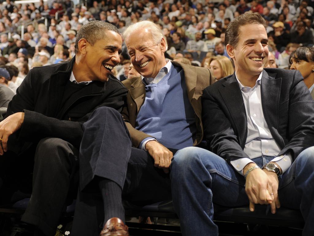 Hunter Biden, with his father, Joe, and Barack Obama in 2010. Picture: Getty Images