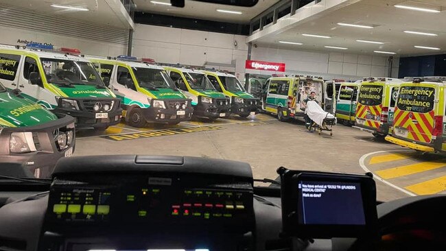 Ambulance Ramping at Flinders Medical Centre on September 16, 2021. Picture: Ambulance Employees Association