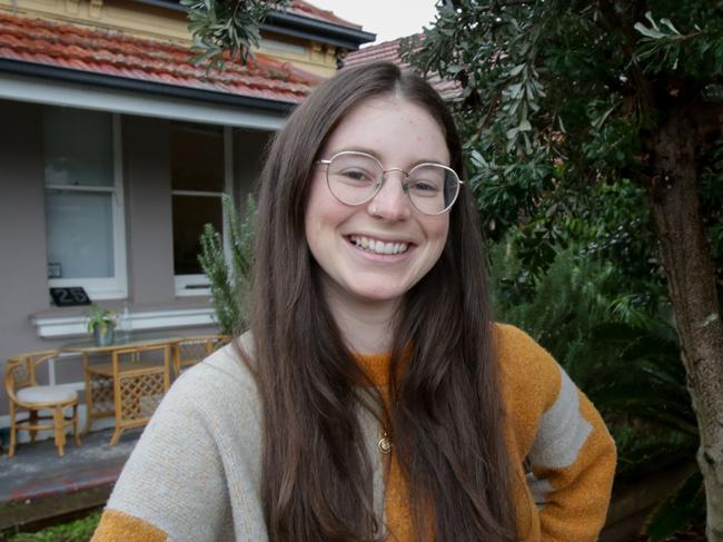 Sofia Charalambous, 28, outside the home she's renting in Marrickville, Sydney. Sofia got the house for $100 less than its usual rental price. Pic Liam Driver