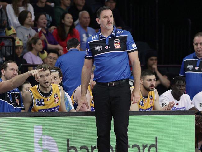 Sam Mackinnon during his first game on the sidleines as interim coach of the Bullets. Picture: Getty Images