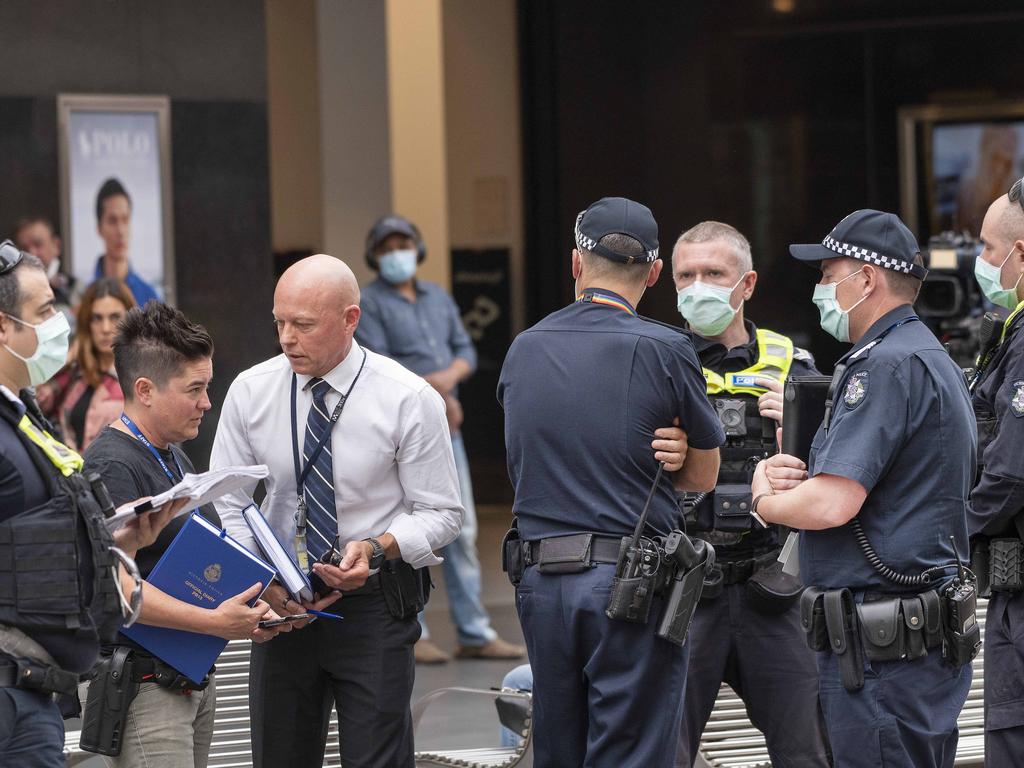 Police at the scene after the incident. Picture: Rob Leeson