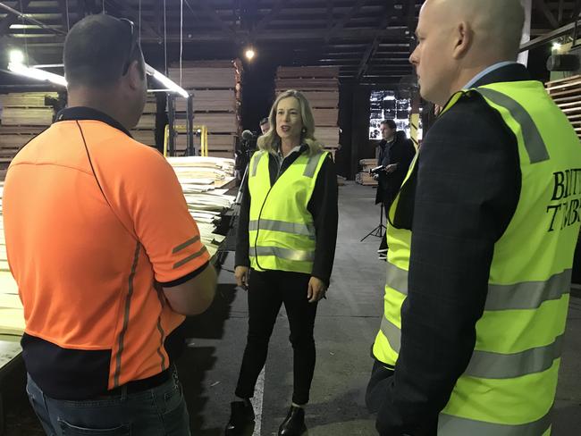 Labor leader Rebecca White and Braddon MP Shane Broad at Britton’s Timbers in Somerset.