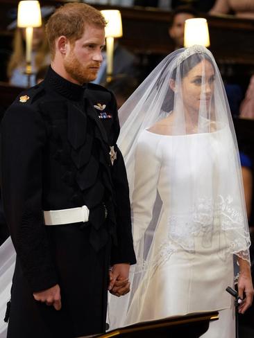 The newlyweds during the service.