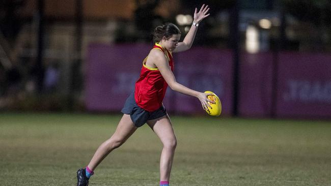 Lily Tarlinton in action at a Gold Coast Suns female academy training. Picture: Jerad Williams