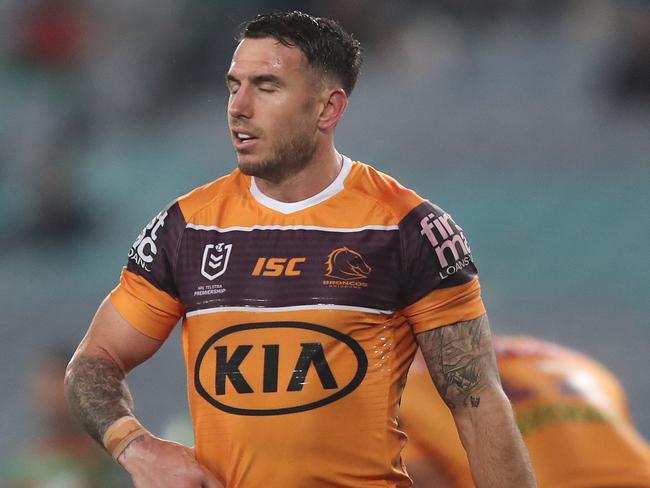 Brisbane's Darius Boyd after another loss in the Souths v Broncos NRL match at ANZ Stadium, Homebush. Picture: Brett Costello