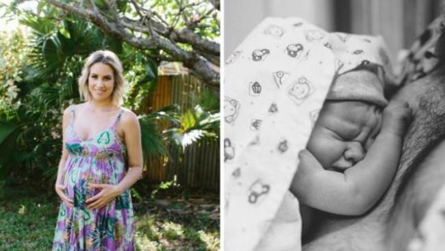 Jessica Brockie gave birth to a baby boy as a surrogate parent. Picture: Twitter