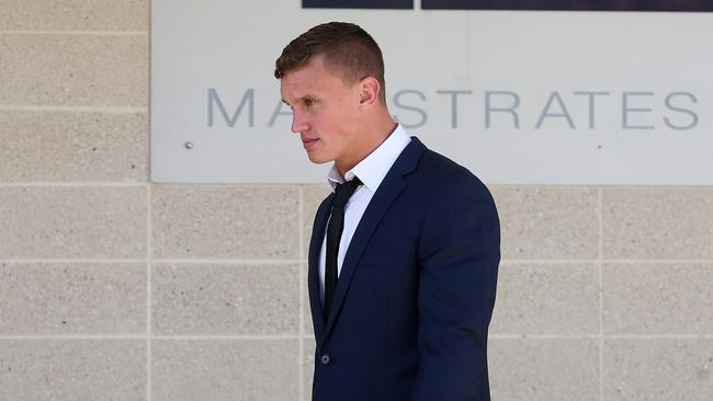 Canberra Raiders player Jack Wighton leaving the ACT Magistrates Court in Canberra. Picture: Kym Smith