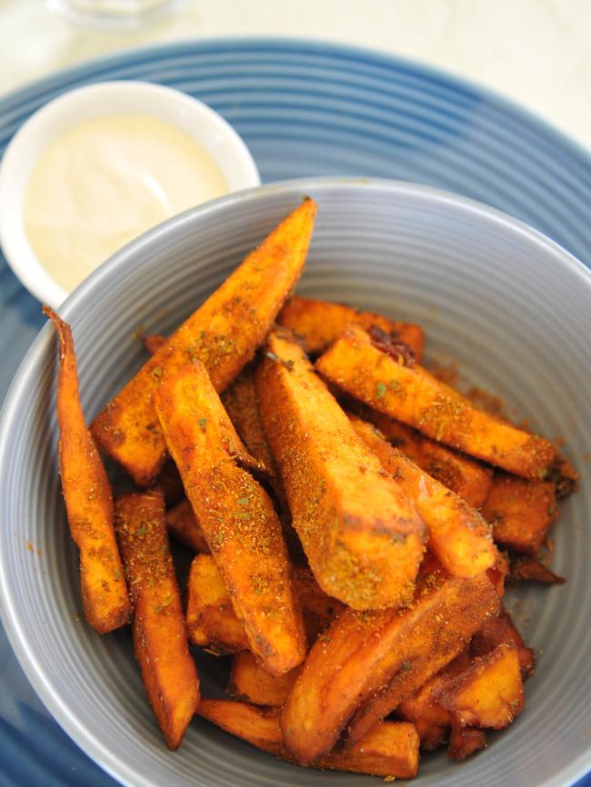 Housemade sweet potato wedges with aioli ($6).