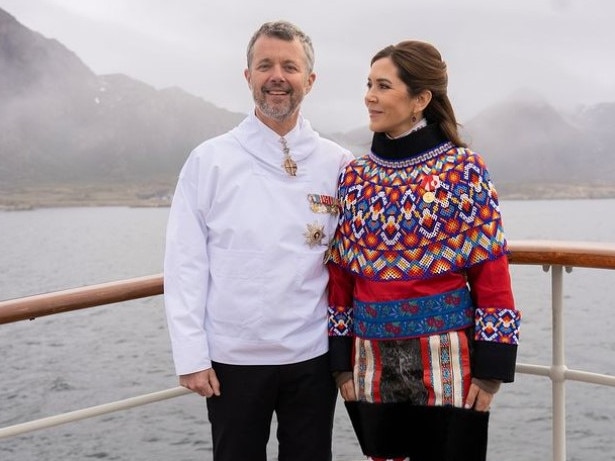 Queen Mary and King Frederik of Denmark in Greenlandic national costumes