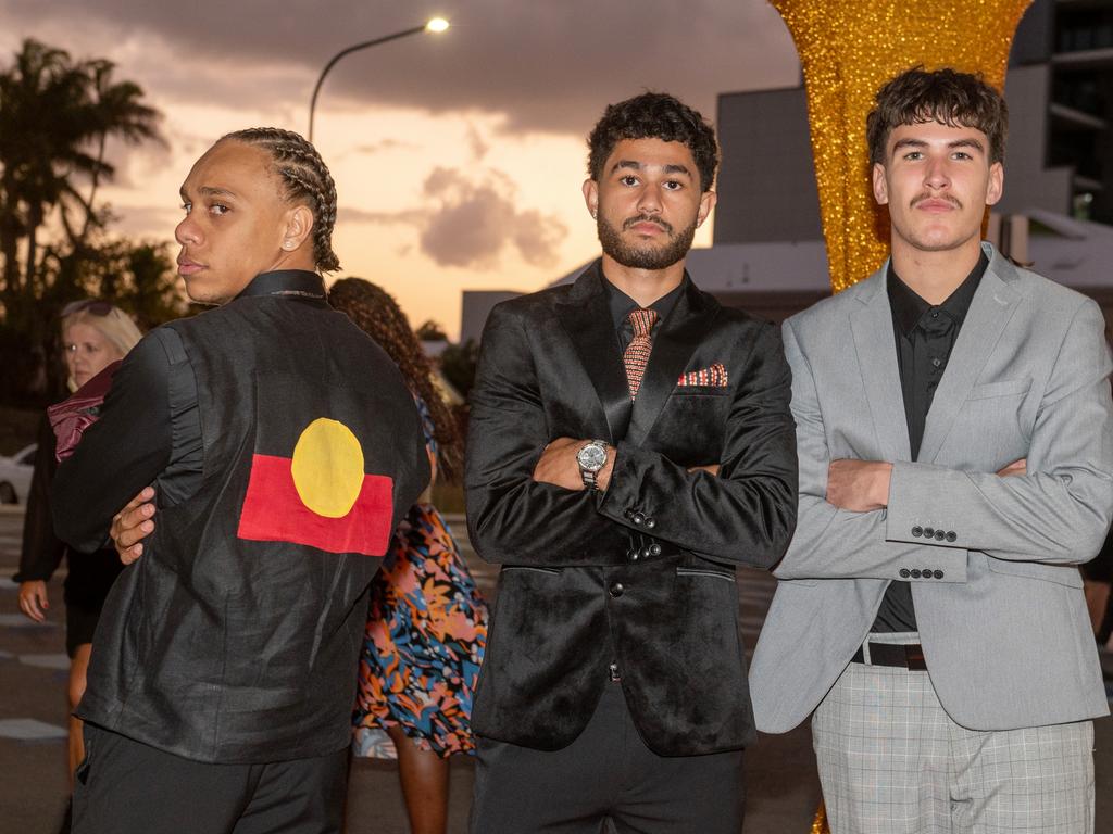 Joshua Yow Yeh, Maliki Giblett and Tyreece Hill at Mackay Northern Beaches State High School Saturday 7 October 2023 Picture:Michaela Harlow