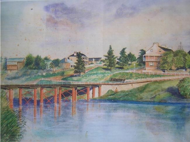 Water colour of Windsor Bridge. Artist unknown. Circa 1860s.