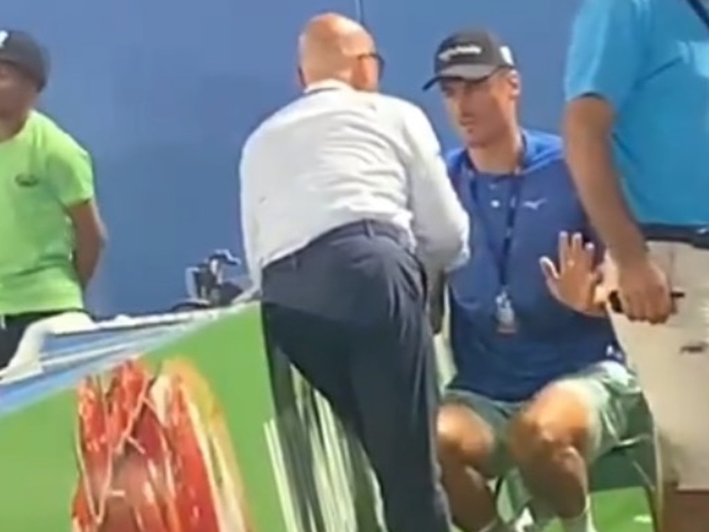 The chair umpire confirmed Tomic’s removal and assured Andrade that the Australian wouldn’t return.